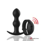 Preview: Black, domed plug with remote control in watch shape, red radio signal, brand "watchme".