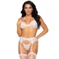 Preview: Woman in white lace lingerie with stockings against a white background.