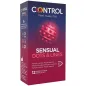 Preview: Packaging for Control Sensual Dots & Lines condoms, 12 pieces, with red design and text in several languages.