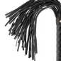 Preview: Black leather whip with many fringes and an ornate handle.