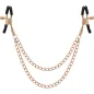 Preview: Two golden clamps with black tips, connected by a double chain.