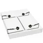 Preview: Black restraints with straps on a mattress, fastened in the four corners.