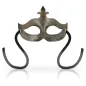 Preview: Wooden mask with black band, Venetian style, on a white background.