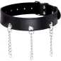 Preview: Black leather collar with three silver chains and buckles.