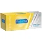 Preview: Yellow packaging from Pasante Naturelle containing 144 condoms, blue logo, CE mark.