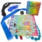 Preview: Erotic board game set with dice, playing pieces, hourglass, blindfold, feather, game board and packaging.