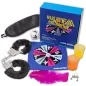 Preview: Game set including blindfold, dice, handcuffs, feather, cups and spinner in a blue box.