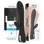 Preview: Black vibrator with packaging, travel pouch and lubricant. Labels: "Brilly Glam", "Waterfeel", "Premium experience".