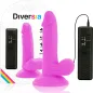 Preview: Pinkes Vibrator-Set mit Fernbedienung, Verpackung mit "Diversia"-Logo, Saugnapf und verschiedenen Funktionen.