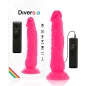Preview: Pinkes Vibrator-Spielzeug mit Fernbedienung, Saugnapf und Verpackung mit Diversia-Logo.
