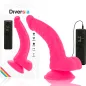 Preview: Pink dildo set with remote control, suction cup and packaging.
