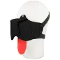 Preview: Black dog mask with a red tongue on a white model head.