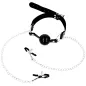 Preview: Black ball gag with chains and clamps on a white background.
