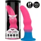 Preview: Vibrierender Dildo "Kuno - Utopia" in Pink und Blau, mit 10 Vibrationsmodi und USB-Ladefunktion, in Verpackung.