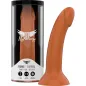 Preview: Brauner Fantasy-Dildo "Rune - Royal" von Mythology, 17 cm lang, 4 cm Durchmesser, in transparenter Verpackung.
