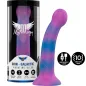 Preview: Vibrating dildo in a purple-blue galaxy design with packaging, USB charger and 10 vibration modes.