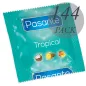Preview: Verpackung eines tropischen Kondoms von Pasante, 144er Packung, mit Kokosnuss, Ananas und Mango.