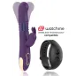 Preview: Purple vibrator with bunny ears and black wristband, compatible with Watchme Wireless Technology.