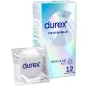 Preview: Durex Invisible condom pack containing 12 pieces, regular fit, shimmering design.