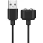 Preview: Schwarzes USB-Kabel mit magnetischem Ladeanschluss, Nahaufnahme.