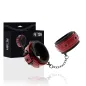 Preview: Red leather handcuffs with chain, packaging in the background, inscription "Fetish Submissive".