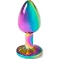 Preview: Colorful, metallic plug in rainbow colors with a smooth surface and wide base.