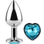 Preview: Silver plug with a heart-shaped, blue crystal at the base.