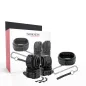 Preview: Black leather restraints with chains and packaging, brand "Darkness".