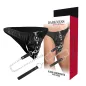 Preview: Schwarzer Slip mit Ketten und Leine, Verpackung mit Produktabbildung im Hintergrund.