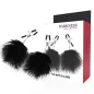 Preview: Black nipple clamps with fur, packaging with product image in the background.