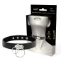 Preview: Black choker necklace with silver rings, packaged in a box with a picture of a neck.