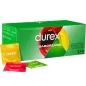 Preview: Green Durex packaging containing 144 condoms, flavors: strawberry, orange, banana, apple. Three colorful condoms on the front.