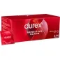 Preview: Red Durex packaging containing 144 condoms, labeled "Sensitivo Suave" and "Regular Fit", with a single condom next to it.