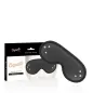 Preview: Black vegan leather eye mask with packaging, decorated with small silver studs.