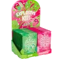Preview: Colorful packaging of "Explosive Kiss" cracker candies in mint and strawberry, presented on a display.