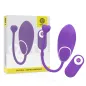 Preview: Lila, wiederaufladbares Silikon-Vibrator-Set mit Fernbedienung und Verpackung im Hintergrund.