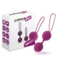 Preview: Purple bowling balls with loop next to packaging with "cover me" inscription and symbols for BPA-free and Kegel training.