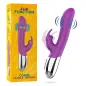 Preview: Purple vibrator with packaging, yellow background, inscription "Fun Function Combi Double Tapping".