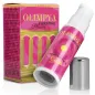 Preview: Pinkfarbene Verpackung und Flasche von "Olimpya Vibrating Pleasure" mit Säulenmotiv und silbernem Deckel.