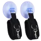 Preview: Two black handcuffs with suction cups and metal rings, arranged side by side.