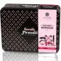 Preview: Schwarze Box mit rosa Punkten, Aufschrift "Secret Pleasure", enthält Bondage-Set, rote und schwarze Accessoires.