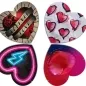 Preview: Four heart-shaped condom packages with different designs, including "Forever Love" and colorful hearts.