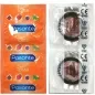 Preview: Zwei Packungen Pasante-Kondome, links orange mit Fruchtmotiven, rechts transparent mit Schokoladengeschmack.