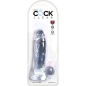 Preview: Realistischer Penis Mit 15,2cm Transparenten Eieren | King Cock