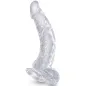 Preview: Realistisch Gebogener Penis Mit 16,5cm Transparenten Bällen – King Cock