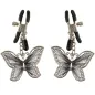 Preview: Two silver butterfly pendants with black clips.
