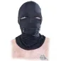 Preview: Person wearing a black mask with zippers over eyes and mouth, tattooed chest visible.