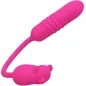 Preview: Rosa Vibrator mit geripptem Design und einem Schweinchen-förmigen Griff.
