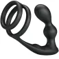 Preview: Black, ergonomically shaped sex toy with two rings and a curved end for stimulation.