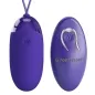 Preview: Purple vibrator egg with remote control, both with a smooth surface and brand logo.